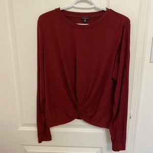 Dynamite long sleeve top. Burgundy. Twisted front.